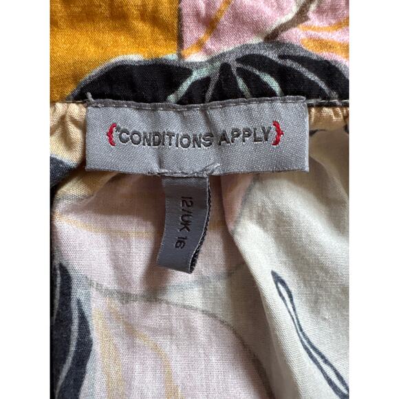 Anthropologie Conditions Apply Puff Sleeved Midi Dress Multicolor Floral 12 - Picture 7 of 7